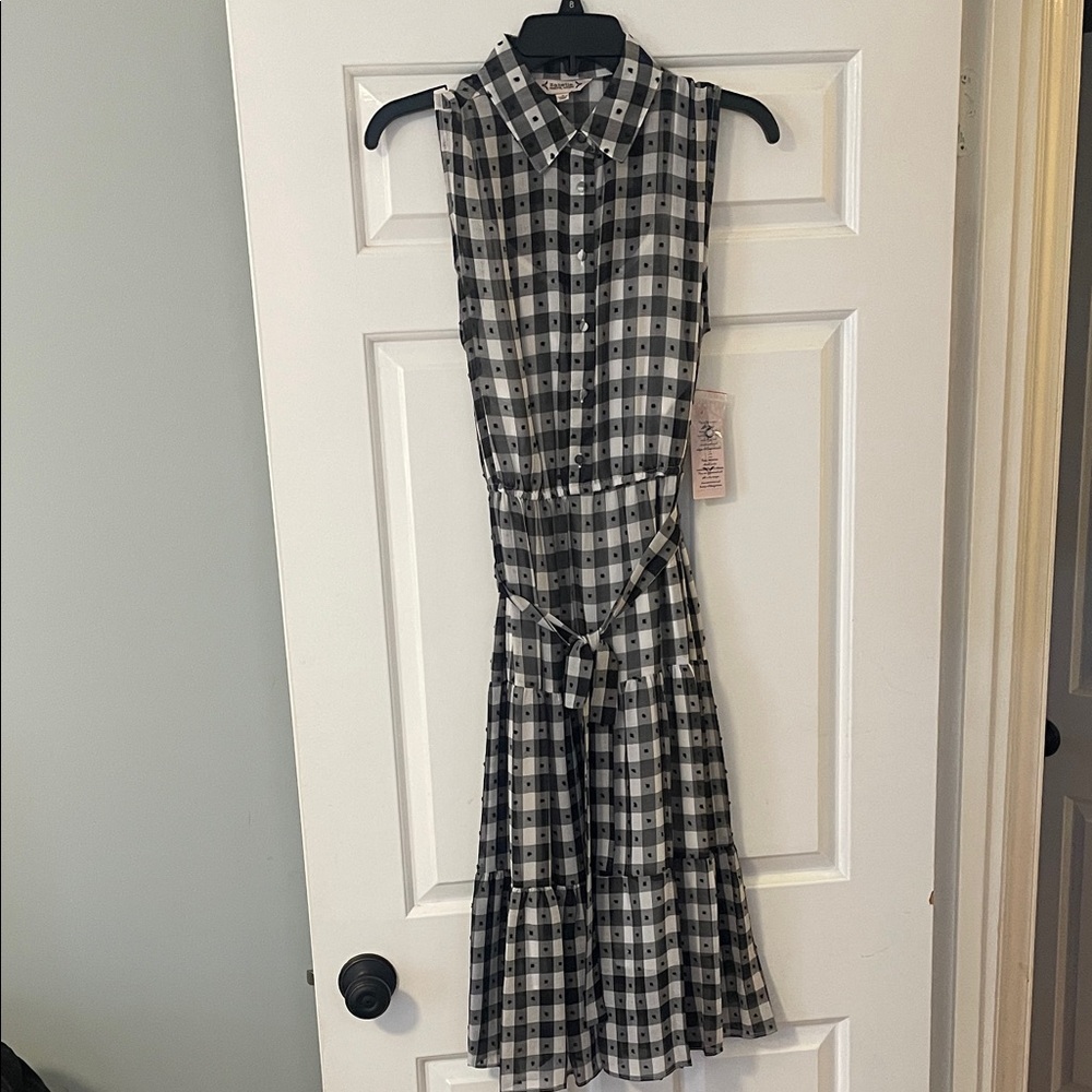 Nanette Lepore Black and White Checkered Midi Dress nwt size 8